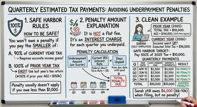 Estimated quarterly tax payment breakdown and due dates